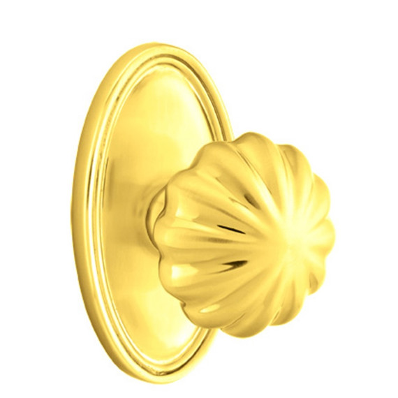 Emtek 8520-MN-US3 Melon Door Knob Dummy Set With Oval Rosette Polished Brass