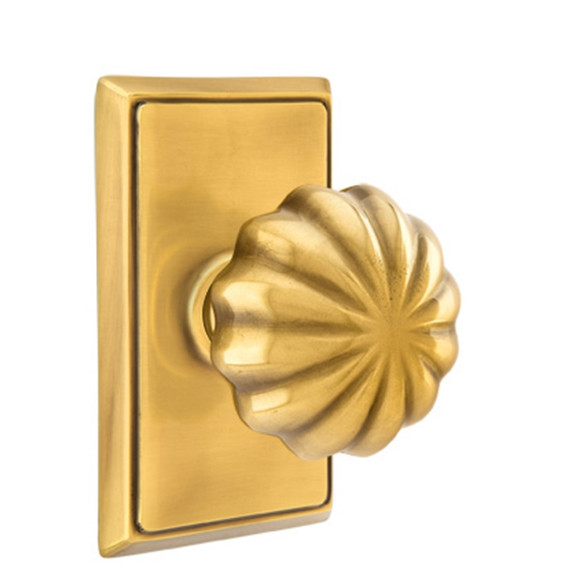 Emtek 8521-MN-US7 Melon Door Knob Dummy Set With Rectangular Rosette French Antique
