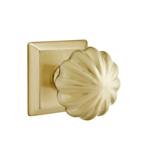Emtek 8531-MN-US4 Melon Door Knob Dummy Set With Quincy Rosette Satin Brass