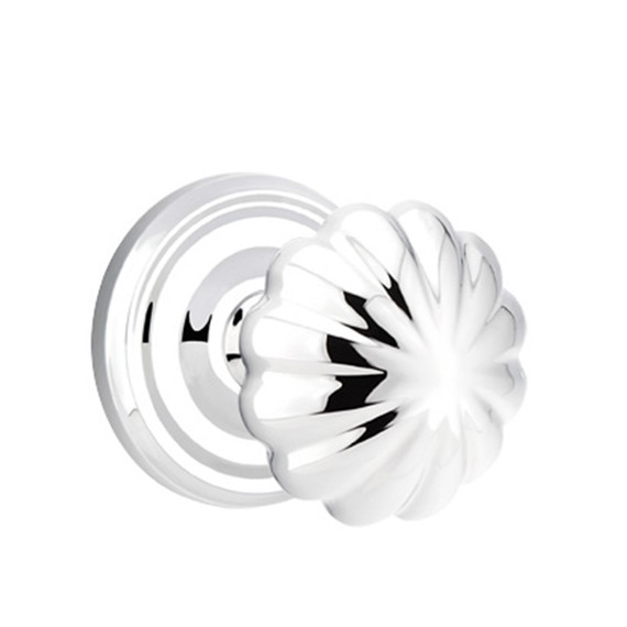 Emtek 8100-MN-US26 Melon Door Knob Passage Set With Regular Rosette Polished Chrome