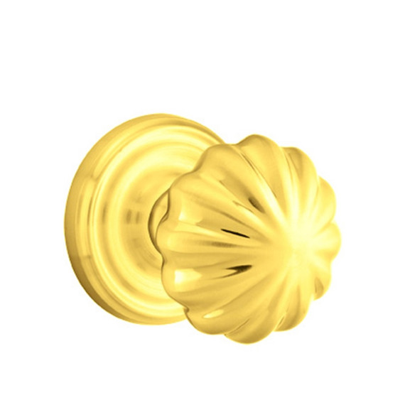 Emtek 8100-MN-US3 Melon Door Knob Passage Set With Regular Rosette Polished Brass