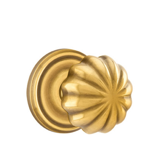 Emtek 8100-MN-US7 Melon Door Knob Passage Set With Regular Rosette French Antique