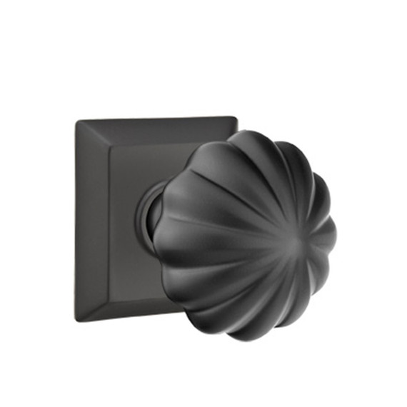 Emtek 8131-MN-US19 Melon Door Knob Passage Set With Quincy Rosette Flat Black