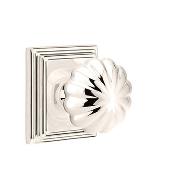 Emtek 8161-MN-US14 Melon Door Knob Passage Set With Wilshire Rosette Polished Nickel