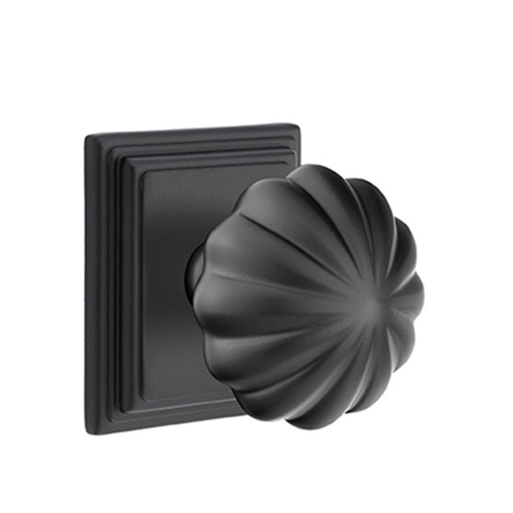 Emtek 8161-MN-US19 Melon Door Knob Passage Set With Wilshire Rosette Flat Black