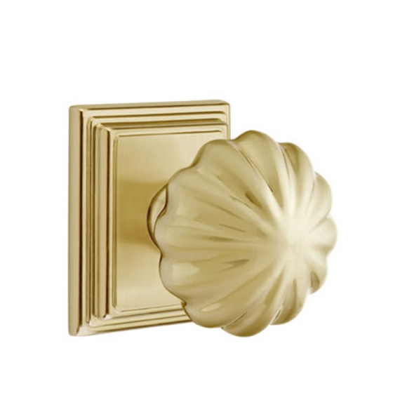 Emtek 8161-MN-US4 Melon Door Knob Passage Set With Wilshire Rosette Satin Brass