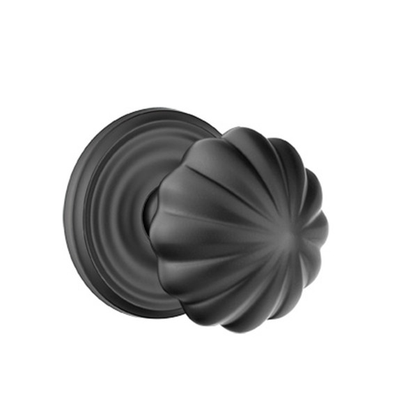 Emtek 8200-MN-US19 Melon Door Knob Privacy Set With Regular Rosette Flat Black