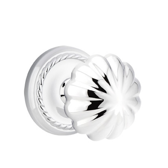 Emtek 8201-MN-US26 Melon Door Knob Privacy Set With Rope Rosette Polished Chrome