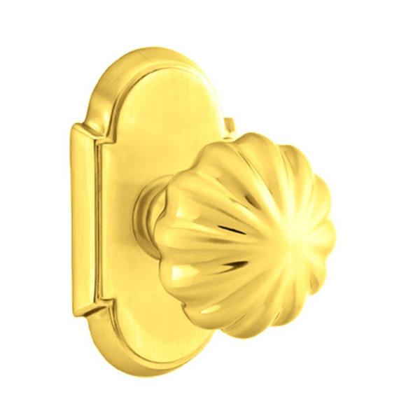 Emtek 8208-MN-US3 Melon Door Knob Privacy Set With #8 Rosette Polished Brass