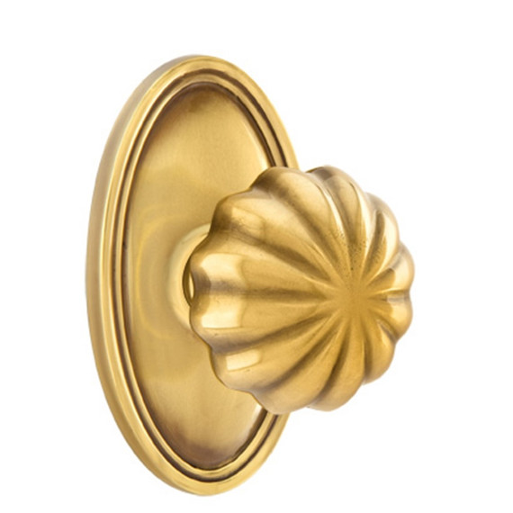 Emtek 8220-MN-US7 Melon Door Knob Privacy Set With Oval Rosette French Antique