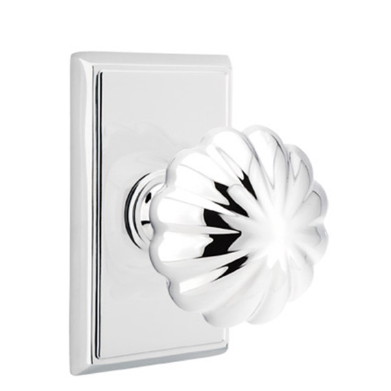 Emtek 8221-MN-US26 Melon Door Knob Privacy Set With Rectangular Rosette Polished Chrome