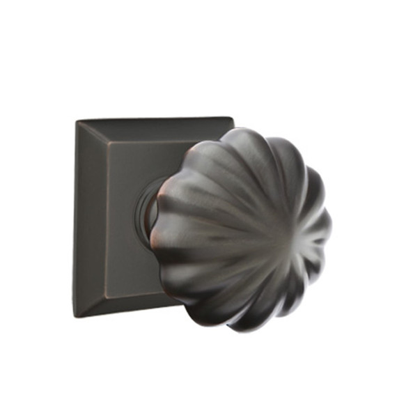 Emtek 8231-MN-US10B Melon Door Knob Privacy Set With Quincy Rosette Oil Rubbed Bronze