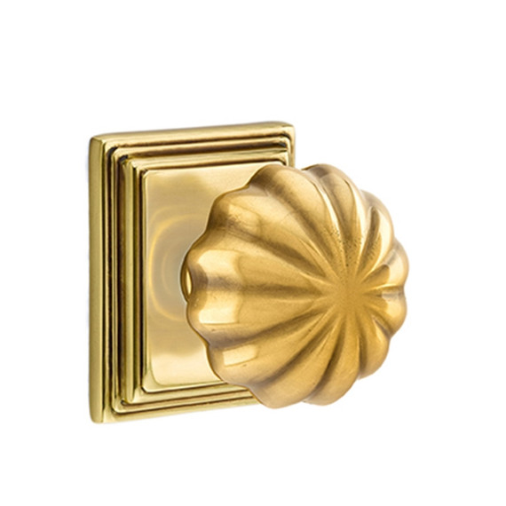 Emtek 8261-MN-US7 Melon Door Knob Privacy Set With Wilshire Rosette French Antique