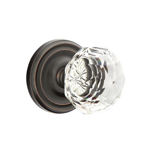 Emtek 8050-CK-US10B Diamond Crystal Door Knob Dummy Set With Regular Rosette Oil Rubbed Bronze