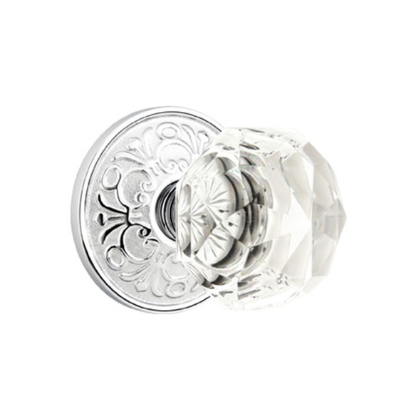 Emtek 8056-CK-US26 Diamond Crystal Door Knob Dummy Set With Lancaster Rosette Polished Chrome