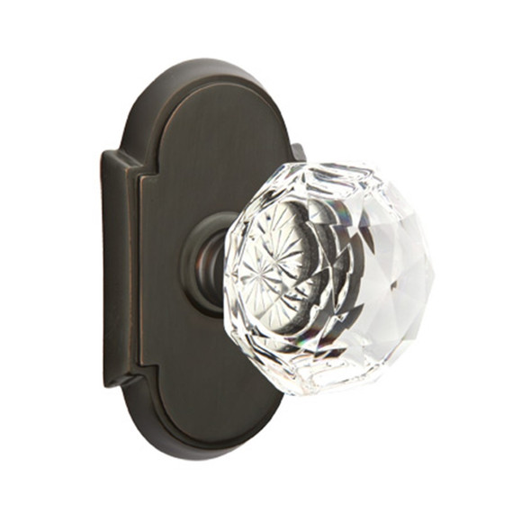 Emtek 8058-CK-US10B Diamond Crystal Door Knob Dummy Set With #8 Rosette Oil Rubbed Bronze