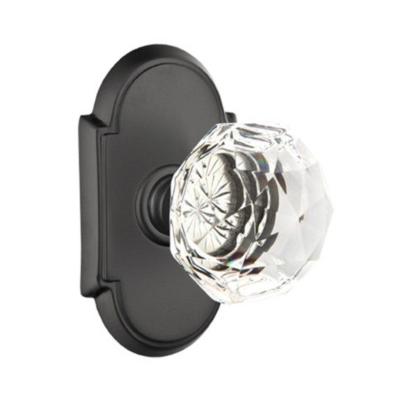 Emtek 8058-CK-US19 Diamond Crystal Door Knob Dummy Set With #8 Rosette Flat Black