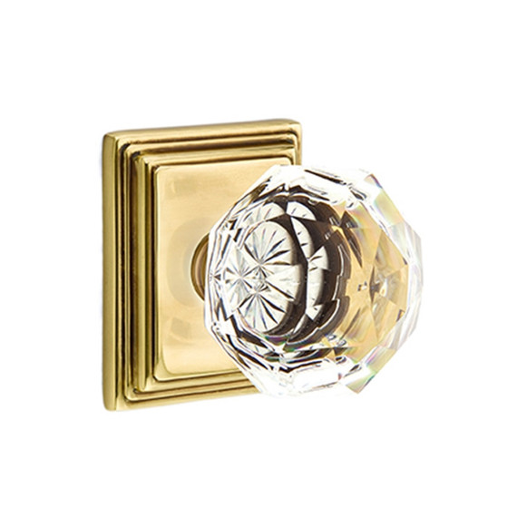 Emtek 8561-CK-US7 Diamond Crystal Door Knob Dummy Set With Wilshire Rosette French Antique