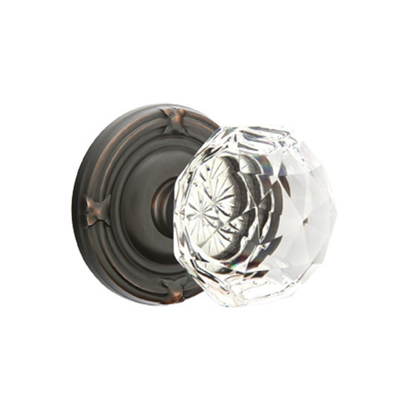 Emtek 8107-CK-US10B Diamond Crystal Door Knob Passage Set With Ribbon & Reed Rosette Oil Rubbed Bronze