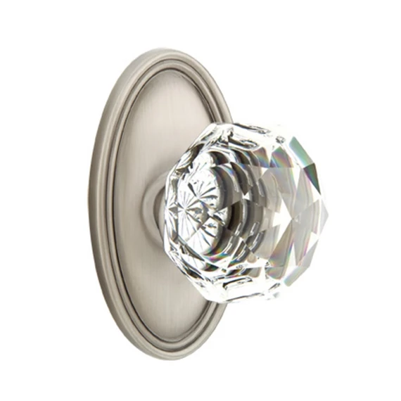 Emtek 8120-CK-US15A Diamond Crystal Door Knob Passage Set With Oval Rosette Pewter