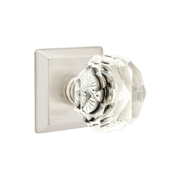 Emtek 8131-CK-US15 Diamond Crystal Door Knob Passage Set With Quincy Rosette Satin Nickel