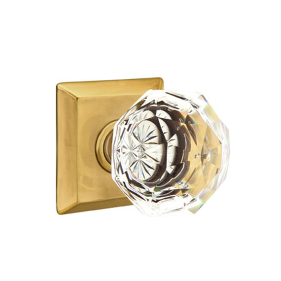 Emtek 8131-CK-US7 Diamond Crystal Door Knob Passage Set With Quincy Rosette French Antique
