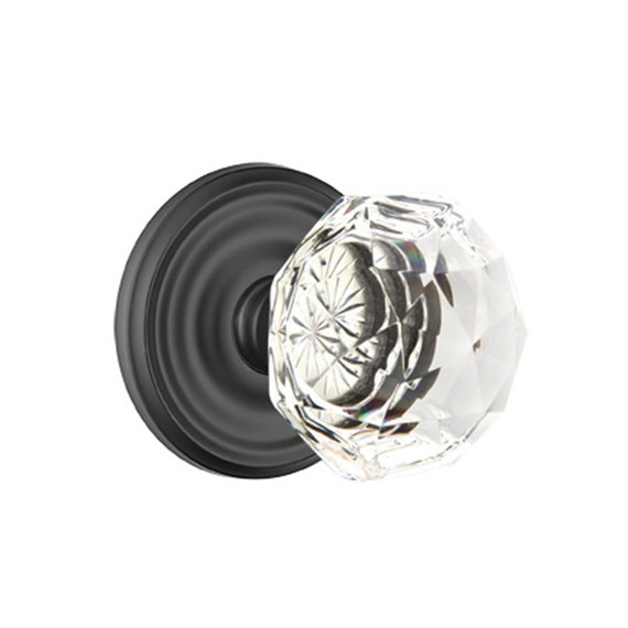 Emtek 8200-CK-US19 Diamond Crystal Door Knob Privacy Set With Regular Rosette Flat Black