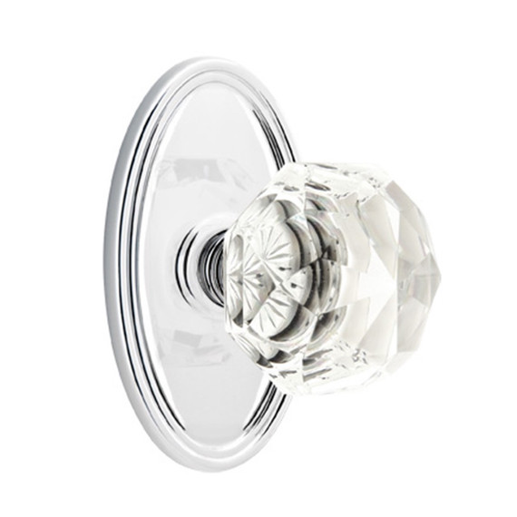 Emtek 8220-CK-US26 Diamond Crystal Door Knob Privacy Set With Oval Rosette Polished Chrome
