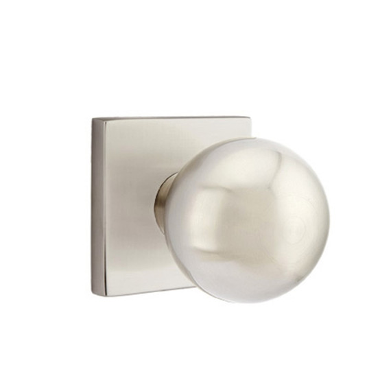 Emtek 5050-OR-US15 Orb Door Knob Dummy Set With Square Rosette Satin Nickel