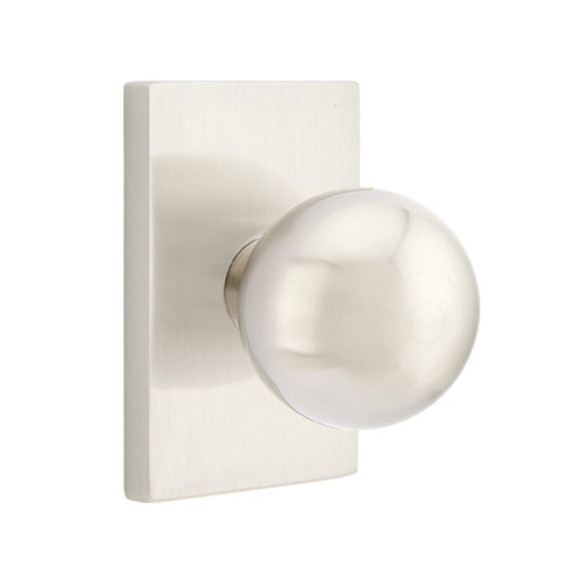 Emtek 5052-OR-US15 Orb Door Knob Dummy Set With Modern Rectangular Rosette Satin Nickel