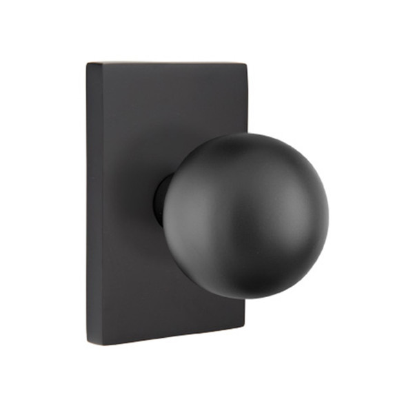 Emtek 5052-OR-US19 Orb Door Knob Dummy Set With Modern Rectangular Rosette Flat Black