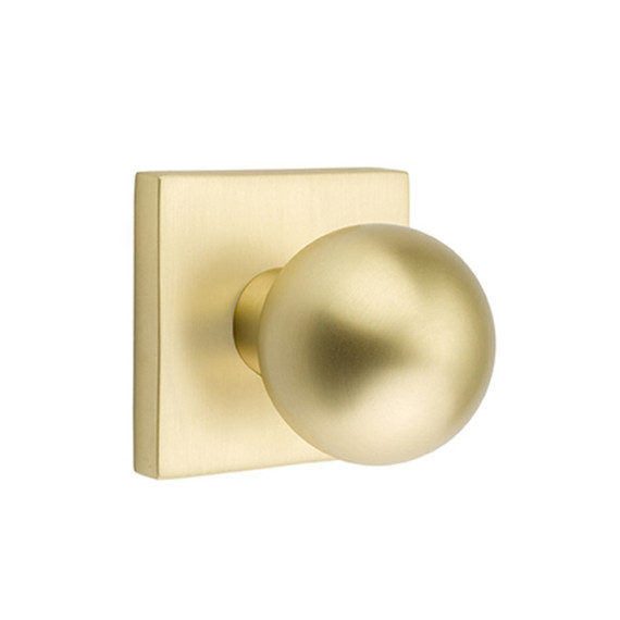 Emtek 5110-OR-US4 Orb Door Knob Passage Set With Square Rosette Satin Brass