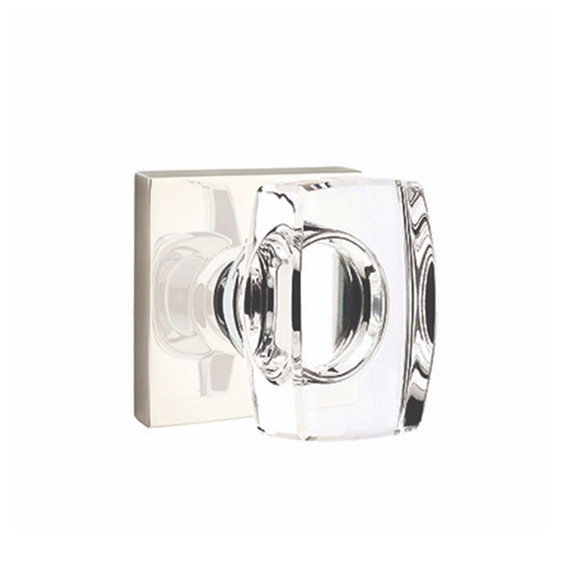 Emtek 5050-WS-US14 Windsor Door Knob Dummy Set With Square Rosette Polished Nickel