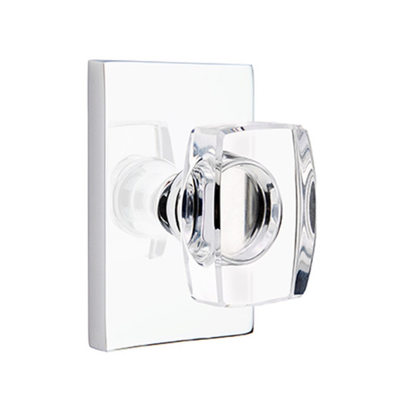 Emtek 5052-WS-US26 Windsor Door Knob Dummy Set With Modern Rectangular Rosette Polished Chrome