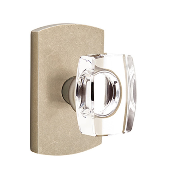 Emtek 7050-WS-TWB Windsor Crystal Door Knob Dummy Set With Sandcast Bronze #4 Rosette Tumbled White Bronze