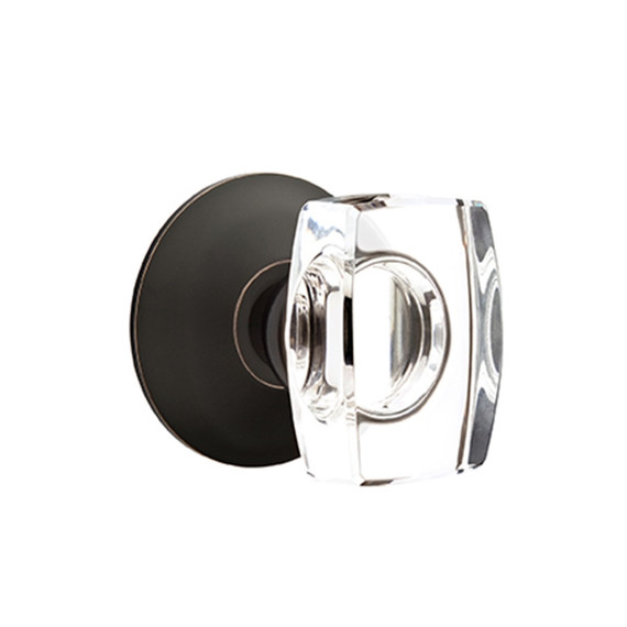 Emtek 5207-WS-US10B Windsor Door Knob Privacy Set With Modern Rosette Oil Rubbed Bronze