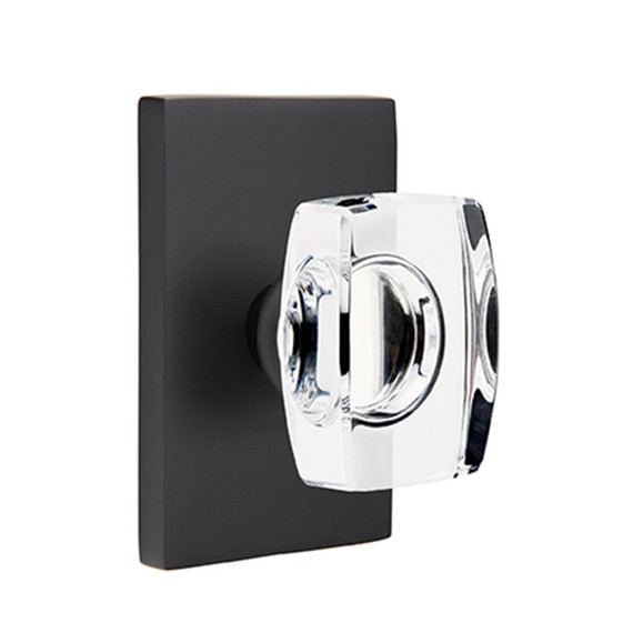 Emtek 5212-WS-US19 Windsor Door Knob Privacy Set With Modern Rectangular Rosette Flat Black