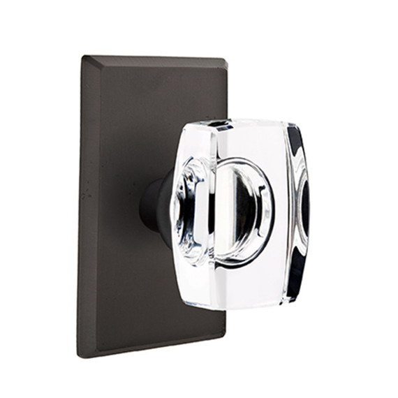 Emtek 7104-WS-FB Windsor Crystal Door Knob Passage Set With Sandcast Bronze #3 Rosette Flat Black