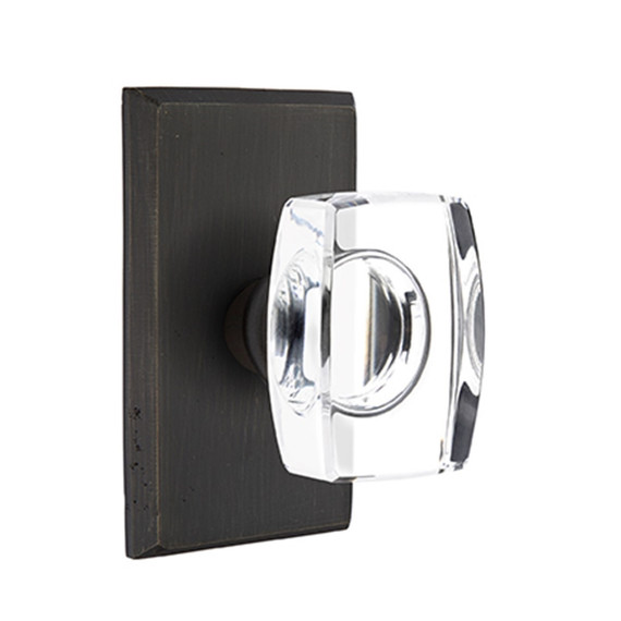 Emtek 7204-WS-MB Windsor Crystal Door Knob Privacy Set With Sandcast Bronze #3 Rosette Medium Bronze