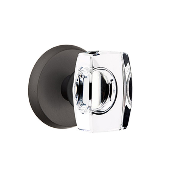 Emtek 7206-WS-FB Windsor Crystal Door Knob Privacy Set With Sandcast Bronze #2 Rosette Flat Black