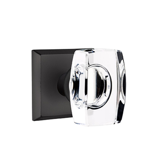 Emtek 7211-WS-FB Windsor Crystal Door Knob Privacy Set With Sandcast Bronze #6 Rosette Flat Black