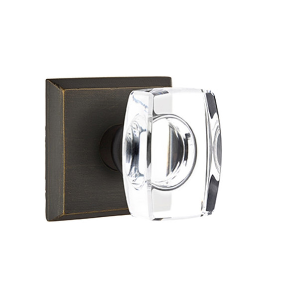 Emtek 7211-WS-MB Windsor Crystal Door Knob Privacy Set With Sandcast Bronze #6 Rosette Medium Bronze