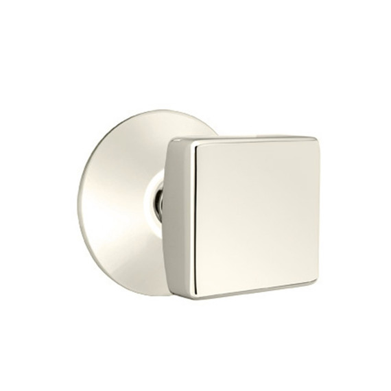 Emtek 5057-SQU-US14 Square Door Knob Dummy Set With Modern Rosette Polished Nickel