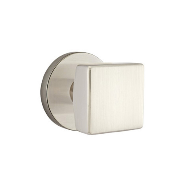 Emtek 5059-SQU-US15 Square Door Knob Dummy Set With Disk Rosette Satin Nickel