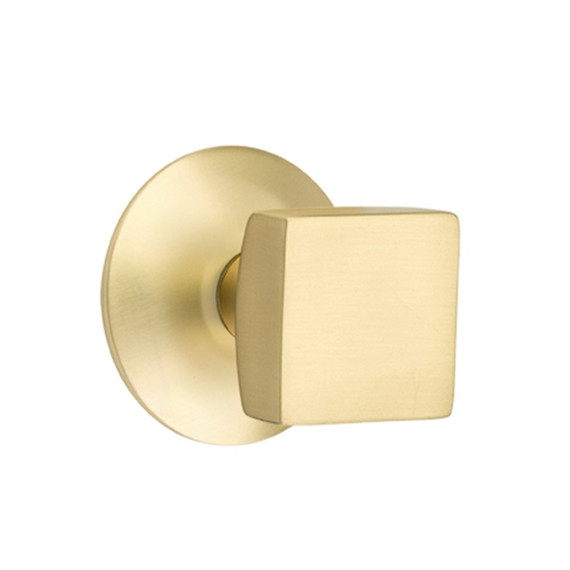 Emtek 5107-SQU-US4 Square Door Knob Passage Set With Modern Rosette Satin Brass
