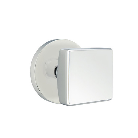 Emtek 5109-SQU-US26 Square Door Knob Passage Set With Disk Rosette Polished Chrome