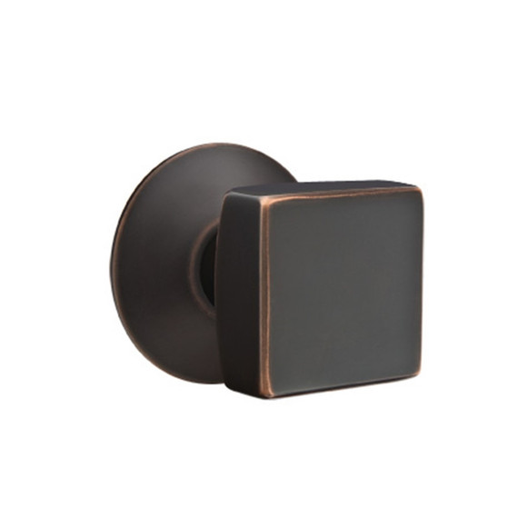 Emtek 5207-SQU-US10B Square Door Knob Privacy Set With Modern Rosette Oil Rubbed Bronze