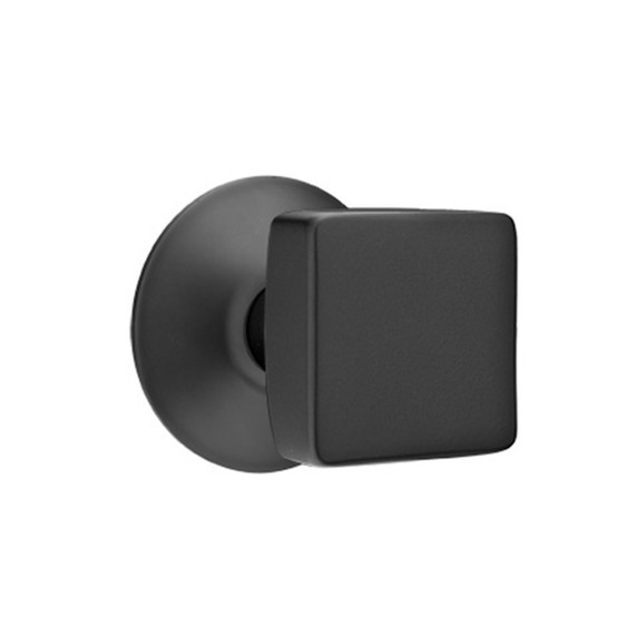 Emtek 5207-SQU-US19 Square Door Knob Privacy Set With Modern Rosette Flat Black