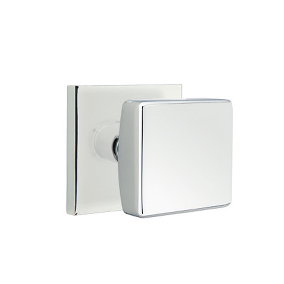 Emtek 5210-SQU-US26 Square Door Knob Privacy Set With Square Rosette Polished Chrome
