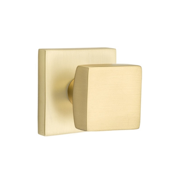 Emtek 5210-SQU-US4 Square Door Knob Privacy Set With Square Rosette Satin Brass